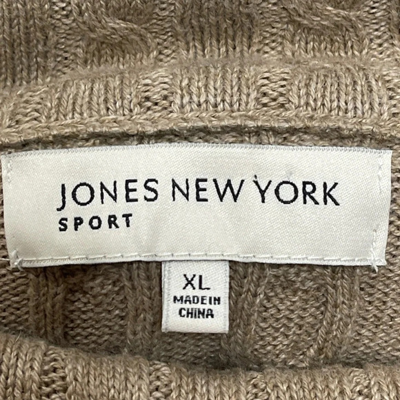 Jones New York Sport Beige Cotton Cashmere Cable Knit Sweater Size XL‎ - Picture 7 of 7